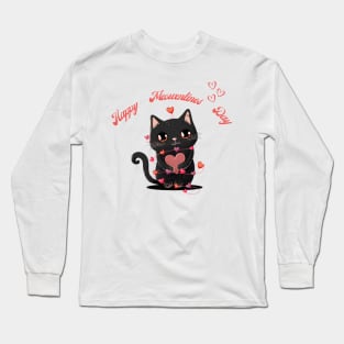 Happy Meowentines Day Funny Gift Cat Lover Long Sleeve T-Shirt